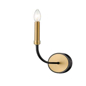 5.25 in. Matte Black and Olde Brass Sconce