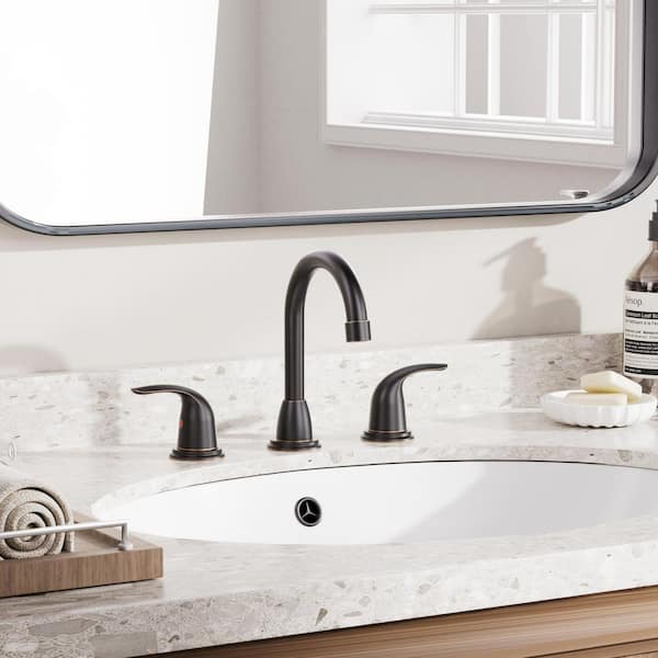 8 in. Widespread Double Handle Bathroom Faucet with Drain Kit Included in Oil Rubbed Bronze