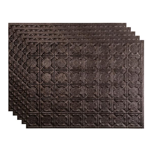 Fasade Traditional #6 18.25 in. x 24.25 in. Vinyl Backsplash Panel in Smoked Pewter (5-Pack)