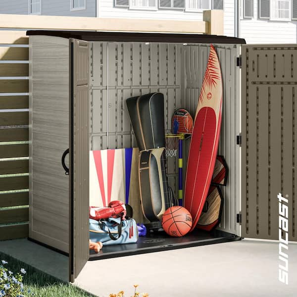 5 ft. 10.5 in. W x 3 ft. 8.25 in. D x 6 ft. 5.5 in. H XL Plastic Resin Vertical Storage Shed in Cobblestone (Gray)