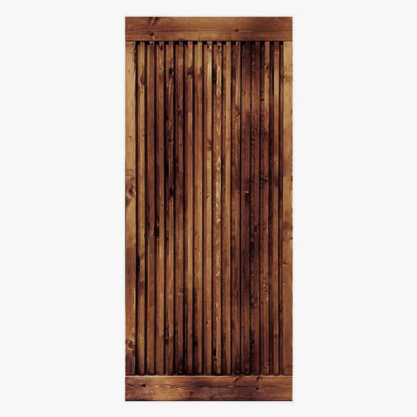 CALHOME Japanese 42 in. x 84 in. Pre Assemble Walnut Stained Thermally Modified Wood Interior Sliding Barn Door Slab