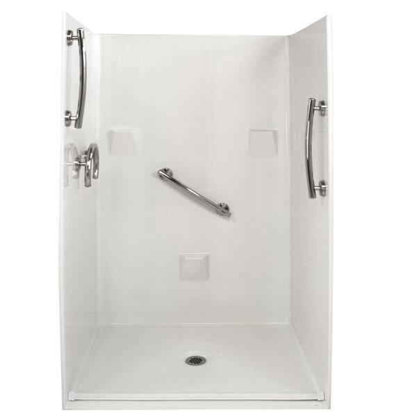 Ella Freedom 37 in. x 48 in. x 78 in. Barrier Free Roll-In Shower Kit in White with Center Drain