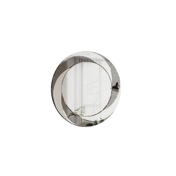 Unbranded Top-Notch Silver Plus Grey 24 in. W x 24 in. H Contemporary Round MDF Wall Mirror