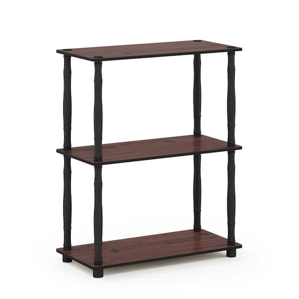 29.6 in. Tall Dark Cherry/Black 3-Shelves Etagere Bookcases