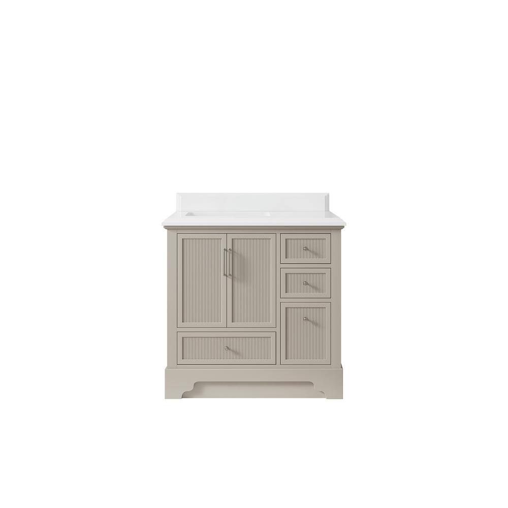 Alys 36 in. W x 22 in. D x 36 in. H Left Offset Sink Bath Vanity in Fine Grain with 1.5 in. White Quartz Top price history on PriceWatchPro