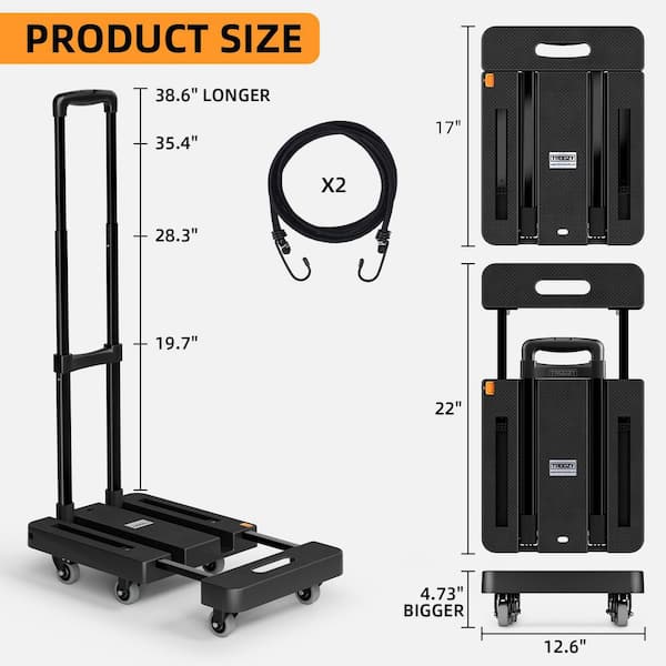 500 lbs. Capacity Stainless Steel Convertible Folding Platform Hand Truck and Dolly with 6-Wheels