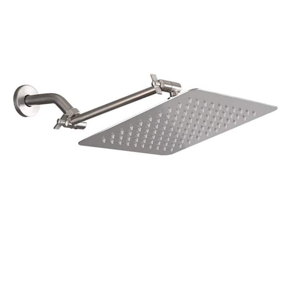 YASINU 1-Spray Patterns with 1.8 GPM 10 in. Wall Mount Rain Fixed Shower Head in Brushed Nickel