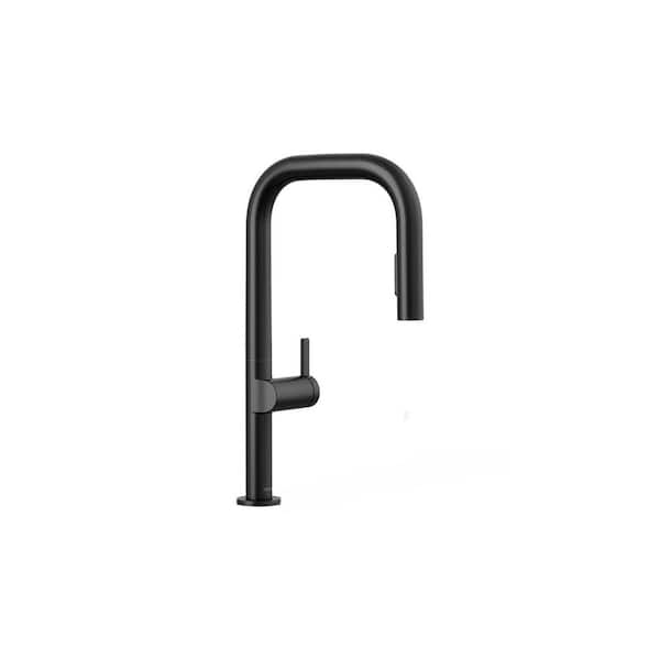 Components 1 Handle Pull Down Sprayer Kitchen Faucet with Secure Docking in Matte Black
