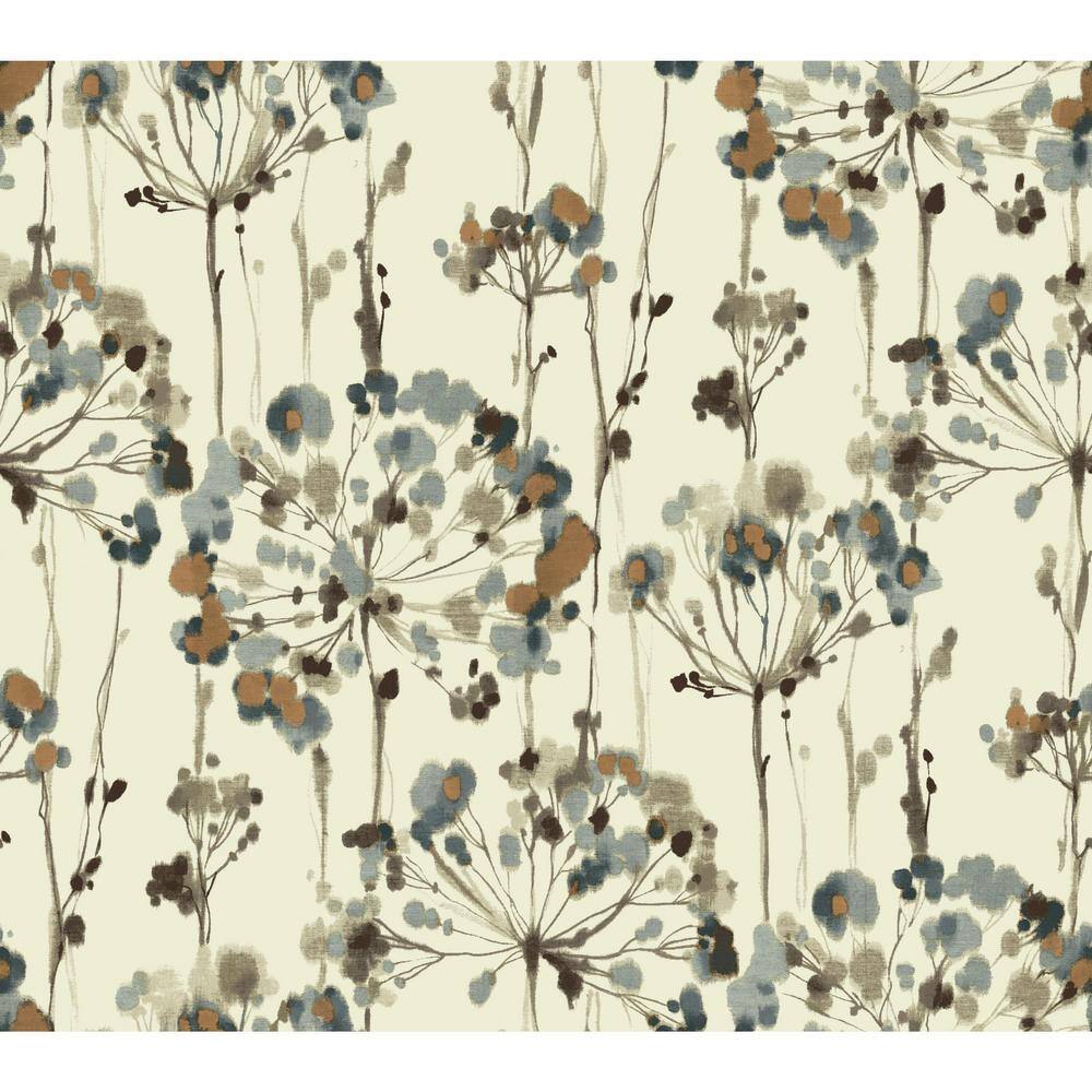 Teal Floral Grasscloth Peel and Stick Wallpaper