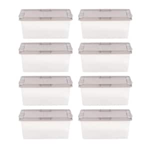 4 Gal. Snap Top Storage Box in Clear with Gray Lid (8-Pack)