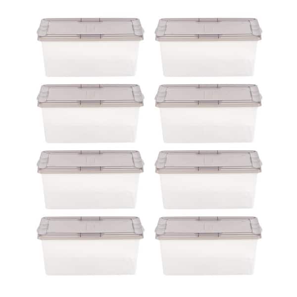 16 Qt. Snap Top Storage Box, Clear with Gray Lid (8-Pack)