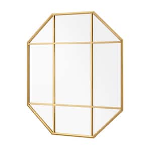 42 in. H x 36 in. W Gold Octagon Metal Modern Windowpane Mirror