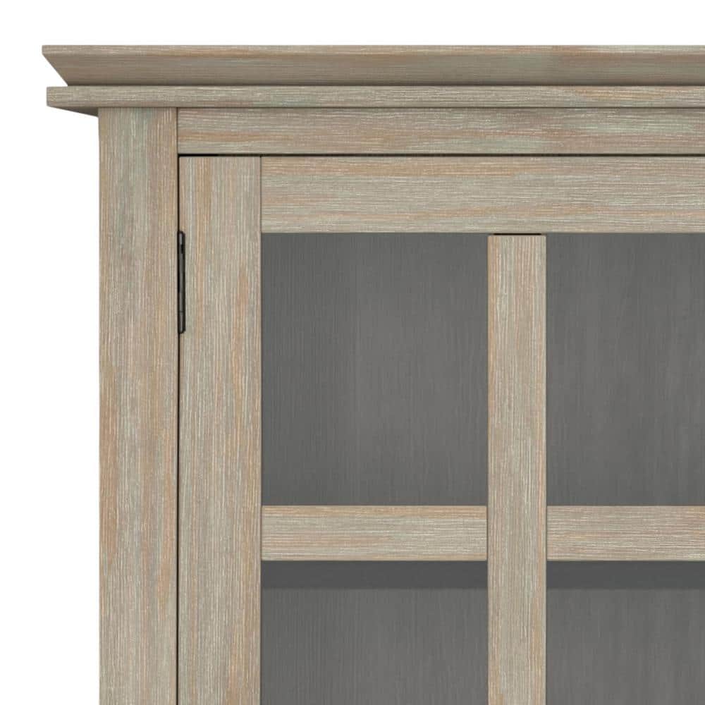 Distressed Grey Solid Wood 2-Door Accent Cabinet with Adjustable Shelves