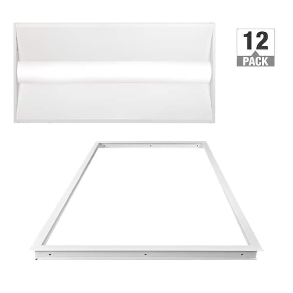 ETI LIGHTING 2 ft. x 4 ft. Center Basket Integrated LED Troffer Light Drywall Mount Kit 3500K 4000K 5000K 39W/32W/29W/24W (12-Pack)