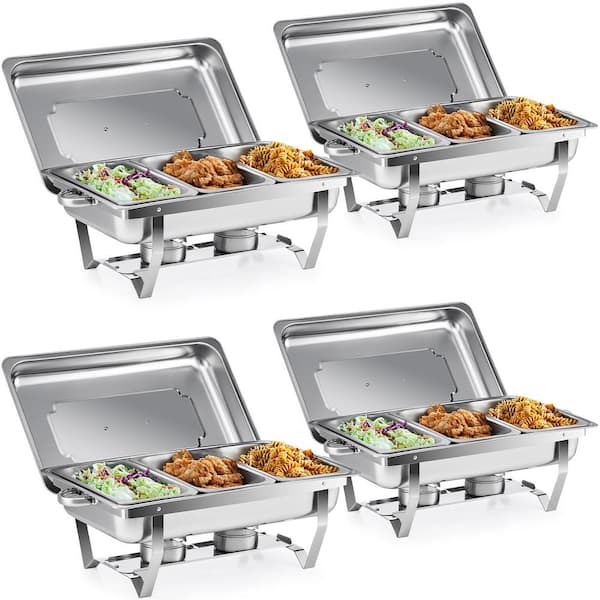 Wilprep 8QT 3-Pan Stainless Steel Rectangle Chafing Dish Buffet ...