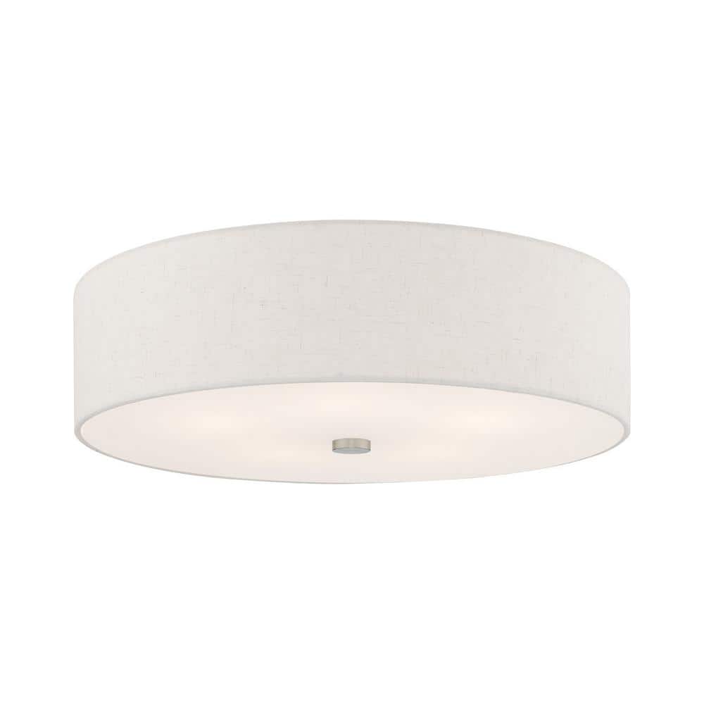 Contemporary Indoor/Outdoor 5-Light Brushed Nickel Drum Ceiling Fixture