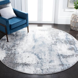 Craft Gray/Blue 4 ft. x 4 ft. Distressed Abstract Round Area Rug