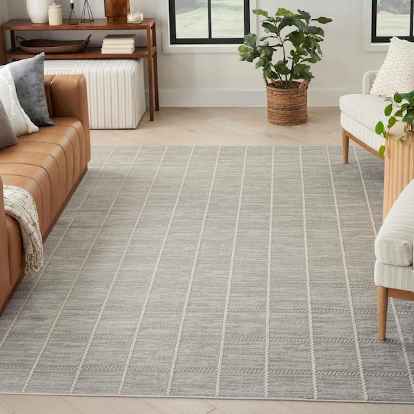 Serenity Home Light Grey 5 ft. x 7 ft. Linear Contemporary Area Rug