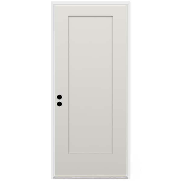 36 in. x 80 in. 1-Panel Right-Hand/Inswing Unfinished Primed White Fiberglass Prehung Front Door w/4-9/16 in. Jamb Size