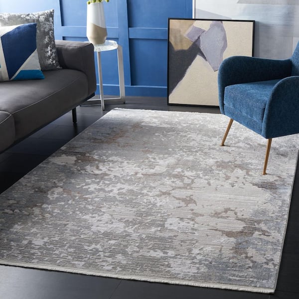 Platinum 8 ft. x 10 ft. Gray/Ivory Monochrome Marble Area Rug