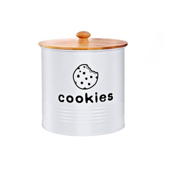 1 Piece Decorative White Airtight Cookie Jar for Kitchen Counter, Christmas, and Gift Giving Cookie Storage Containers
