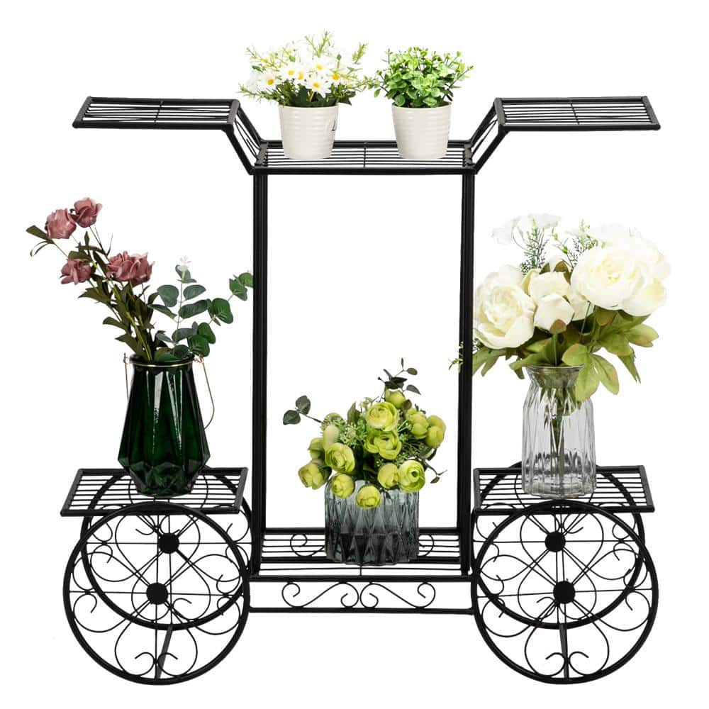 Karl home 30 in. H Black Metal Painted 6-Shelf Plant Stand