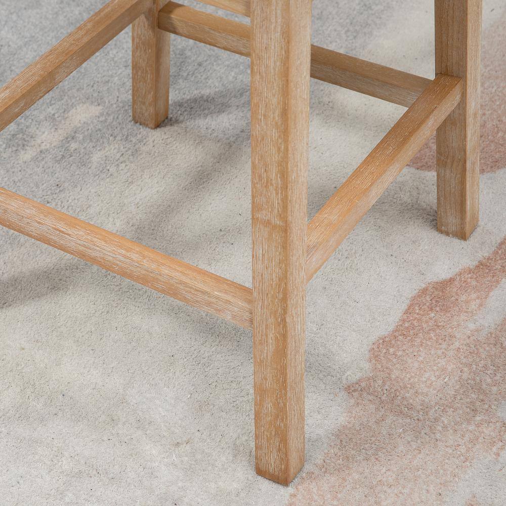 Cream Upholstered Swivel Bar Stools with Wood Legs, Set of 2