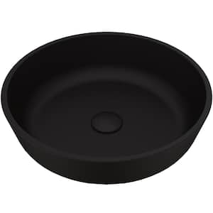 Matte Shell Modus Glass Round Vessel Bathroom Sink in Black