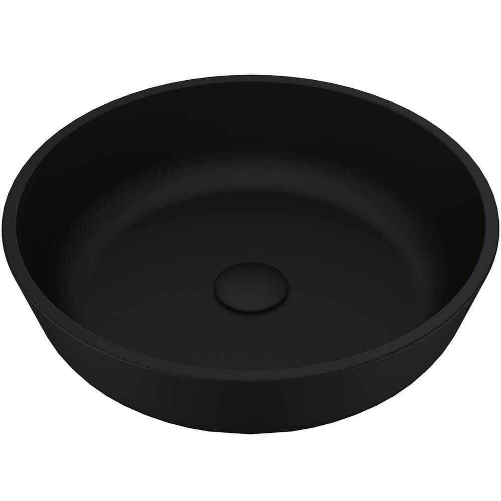 Modus Matte Black Glass Round Vessel Bathroom Sink