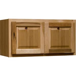 Hampton 30 in. W x 12 in. D x 15 in. H Assembled Wall Bridge Kitchen Cabinet in Natural Hickory without Shelf