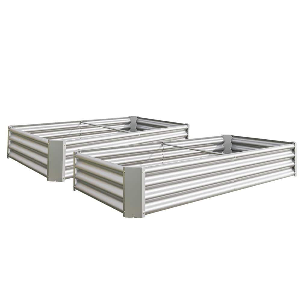 2PCS Silver Metal Rectangular Raised Garden Bed for Flower Planters Vegetables (70.87 in. L x 35.83 in. W x 11.81 in. H) price history on PriceWatchPro