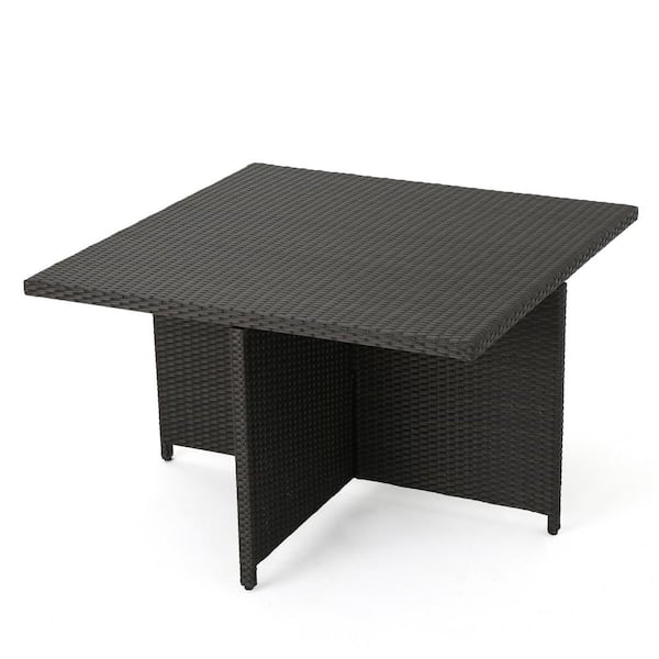 Boosicavelly Dark Brown Rattan Outdoor Dining Table (Table Only)