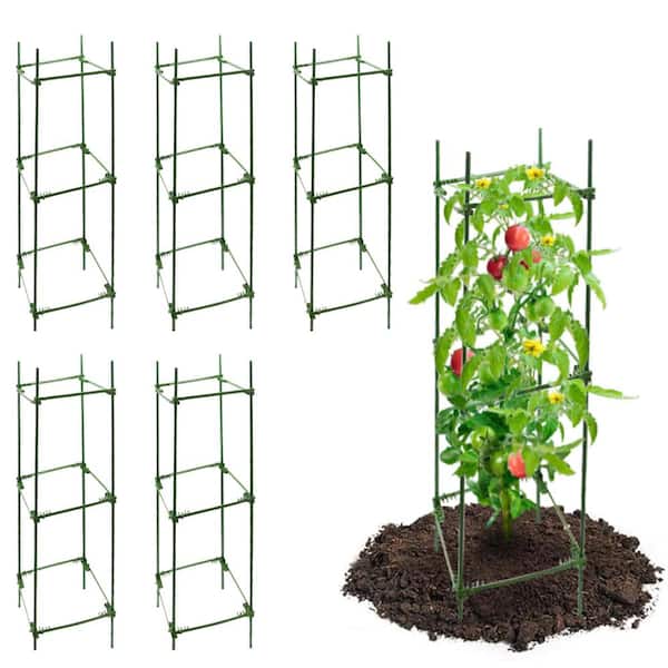 5 ft.Tomato Cage Plastic Coated Steel Adjustable Plant Support (6-Pack)