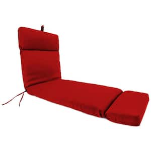 Sunbrella 72 in. x 22 in. Canvas Logo Red Solid Rectangular French Edge Outdoor Chaise Lounge Cushion