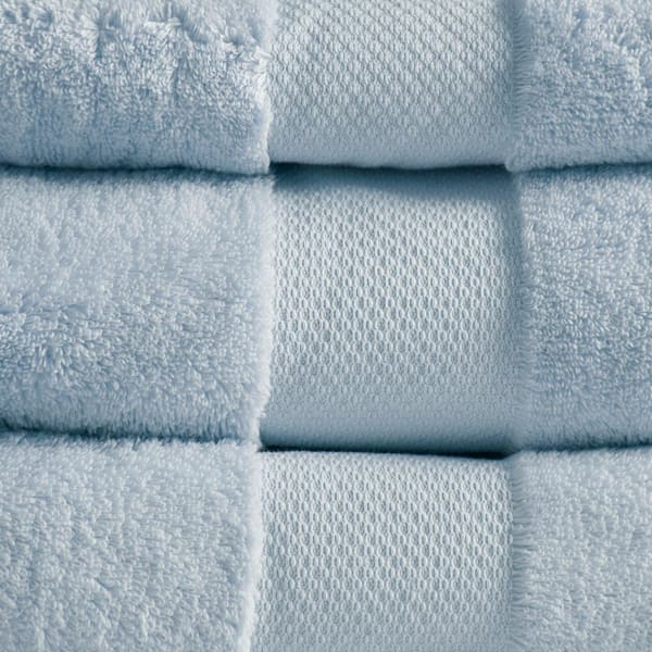 Madison Park Signature - Parker Textured Solid Stripe 600GSM Cotton Bath Towel 6pc Set - Blue