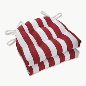 17.5 x 17 Outdoor Dining Chair Cushion in Red/White (Set of 2)