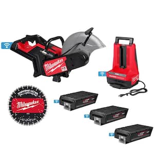 MX FUEL Lithium-Ion 14 in. Cut-Off Saw Kit with (3) XC 8.0 Batteries and Super Charger