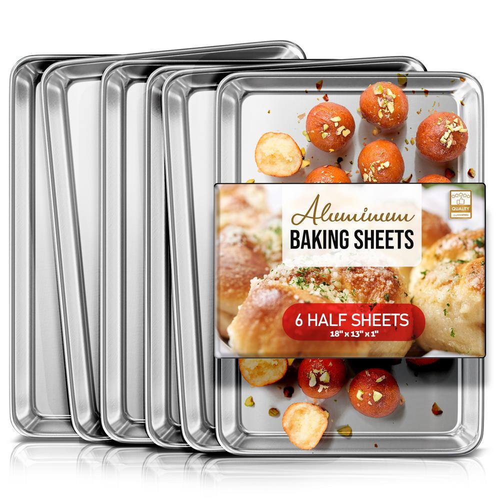 EATEX 6Pack Aluminum Half Sheet Baking Sheet Pan, Steel Nonstick
