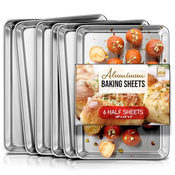 6-Pack Aluminum Half Sheet Baking Sheet Pan, Steel Nonstick Cookie She
