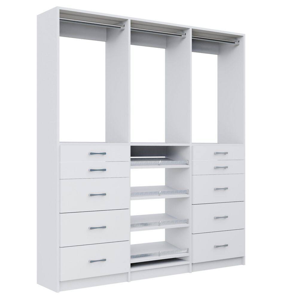 Alto 63 in. W White Tower System 2 5-Drawer with Hang and Shoe-Shelves with Hang 9-Shelf Wood Closet System price history on PriceWatchPro