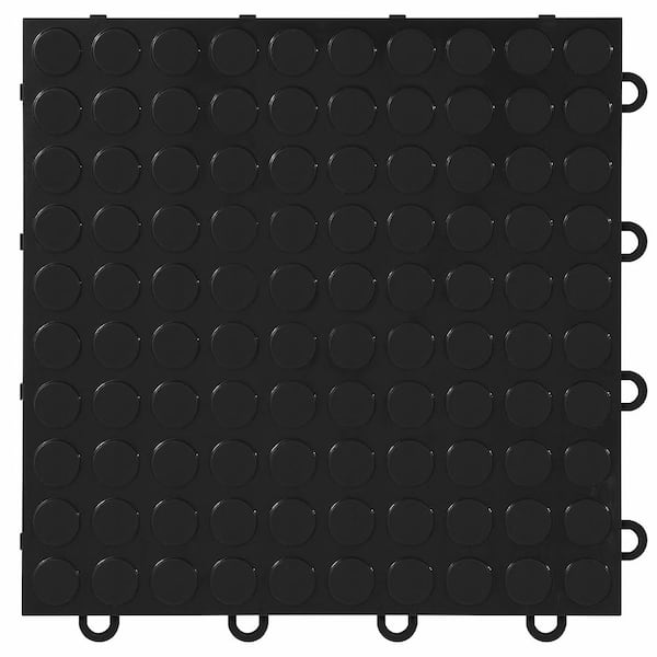 Nitro Coin 3/8 in. Garage Tiles, Midnight Black, 12 in. x 12 in., 16-Pack, Covers 16 sq. ft., Interlocking Floor Tiles