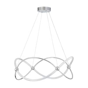 Cynthia 26 in. 1-Light Chrome Dimmable Integrated LED Geometric Chandelier