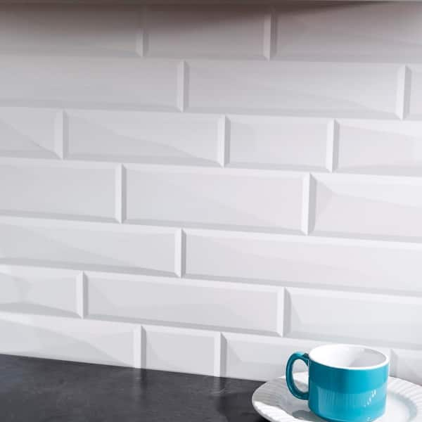 18.25 in. x 24.25 in. x 0.028 in. Vista Vinyl Backsplash Panel in Matte White (5-Pack)