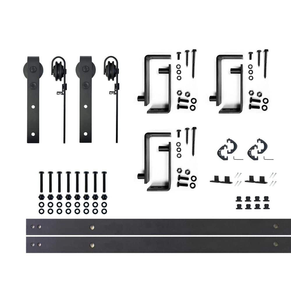 4 ft./48 in. Black Rustic Double Track Bypass U-Shape Sliding Barn Door Hardware Kit - Classic Design Roller price history on PriceWatchPro