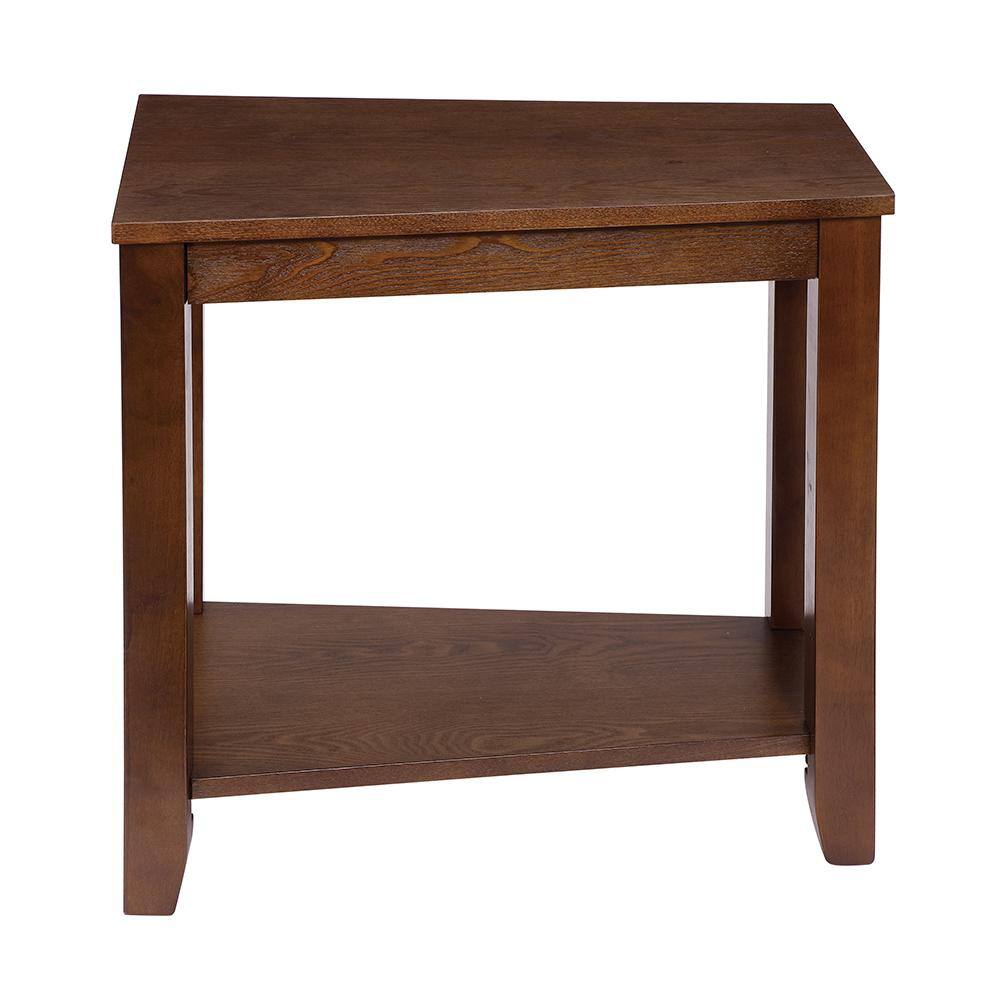 Elwell Wedge Espresso 24" Chairside Table in Transitional Brown Wood