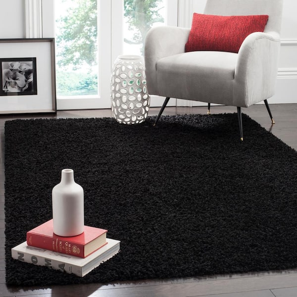 Athens Shag Black 6 ft. x 9 ft. Solid Area Rug