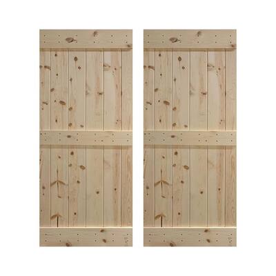 60 in. x 84 in. 12-Panel DMB Style Unfinished Wood Sliding Door without Installation Hardware Kit