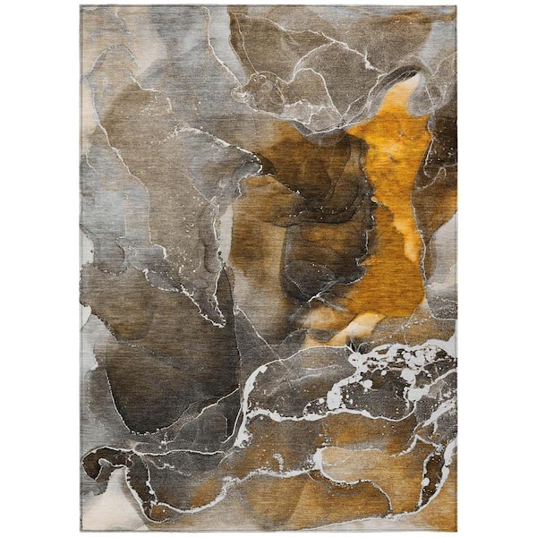 HomeRoots Brown and Gray 8 ft. x 10 ft. Abstract Indoor / Outdoor Area Rug