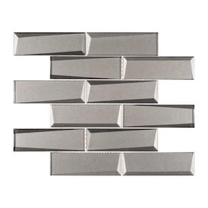 Daazen Fox Gray 11.75 in. x 11.75 in. 3-D Look Brick-Joint Glass Mosaic Wall Tile (4.8 sq. ft./Case)