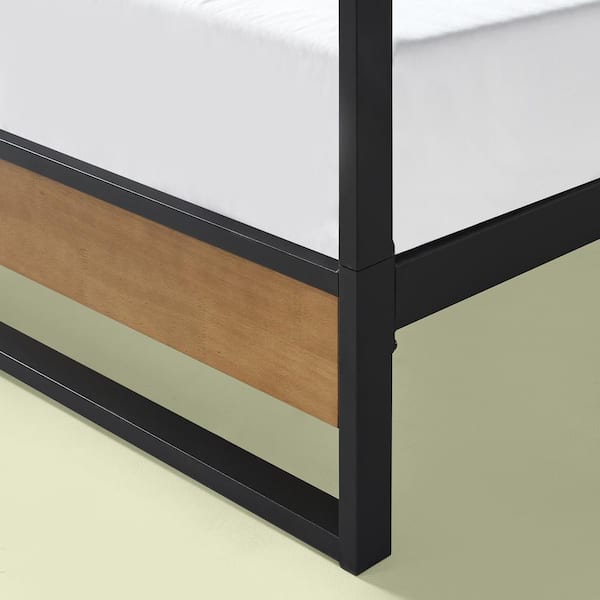 Zinus Suzanne Brown Metal And Wood Full, Zinus Suzanne 72 Metal And Wood Canopy Platform Bed Frame Queen